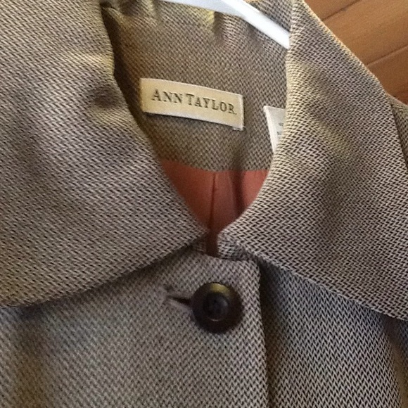 SZ10/12 100% Wool taupe tweed jacket Anne Taylor - Picture 4 of 8